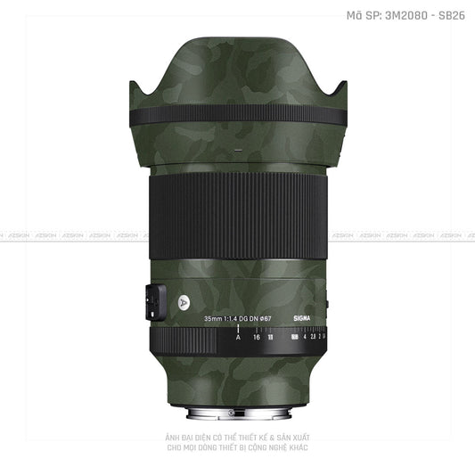 Dán Skin Ống Kính Sigma Vân Nổi Camo Xanh | SB26
