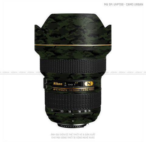 Dán Skin Ống Kính Nikon Vân Nổi Camo Urban Xanh | UVPT08