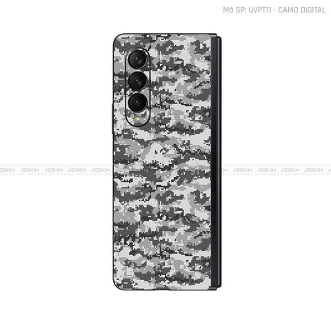 Dán Skin Galaxy Z Fold4 Vân Nổi Camo Digital Xám | UVPT11