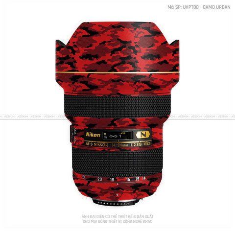 Dán Skin Ống Kính Nikon Vân Nổi Camo Urban Đỏ | UVPT08