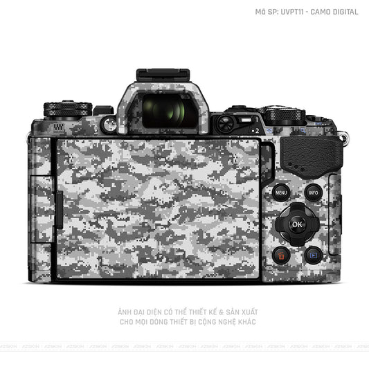 Dán Skin Máy Ảnh Olympus Vân Nổi Camo Digital Xám | UVPT11