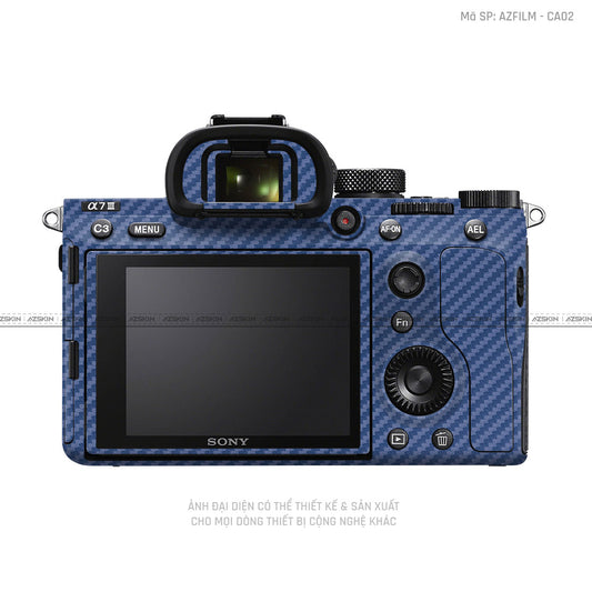 Dán Skin Máy Ảnh Sony Vân Carbon Xanh | AZFILM - CA02