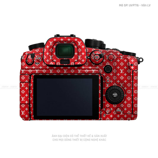 Dán Skin Máy Ảnh Lumix Vân Nổi Pattern LV Đỏ Trắng | UVPT16