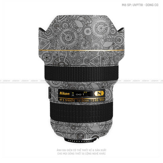 Dán Skin Ống Kính Nikon Vân Nổi Động Cơ Bạc | UVPT18