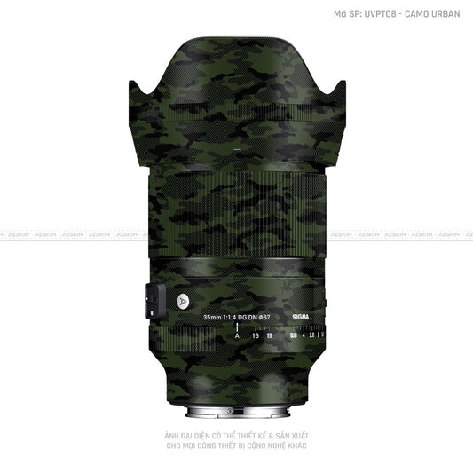 Dán Skin Ống Kính Sigma Vân Nổi Camo Urban Xanh | UVPT08