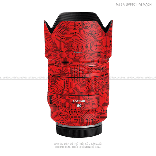 Dán Skin Ống Kính Canon Vân Nổi Vi Mạch Đỏ | UVPT01