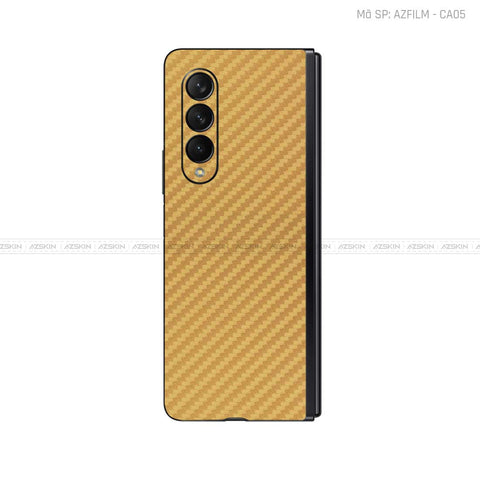 Dán Skin Galaxy Z Fold3 Vân Carbon Vàng Đồng | AZFILM - CA02