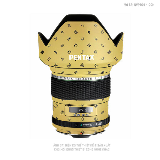 Dán Skin Ống Kính Pentax Vân Nổi Pattern ICon Vàng | UVPT04