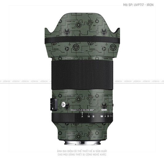Dán Skin Ống Kính Sigma Vân Nổi Pattern Ironman Xanh Midnight | UVPT17