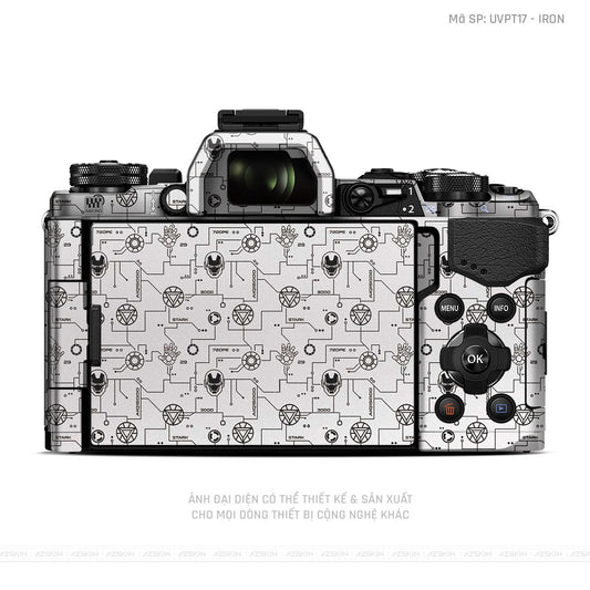 Dán Skin Máy Ảnh Olympus Vân Pattern IRonman Trắng | UVPT17