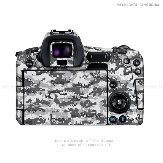Dán Skin Máy Ảnh Canon Vân Nổi Camo Digital Xám | UVPT11