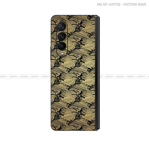 Dán Skin Galaxy Z Fold4 Vân Nổi Pattern Wave Vàng Đồng | UVPT09