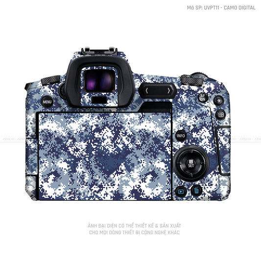 Dán Skin Máy Ảnh Canon Vân Nổi Camo Digital Xanh Trắng | UVPT11