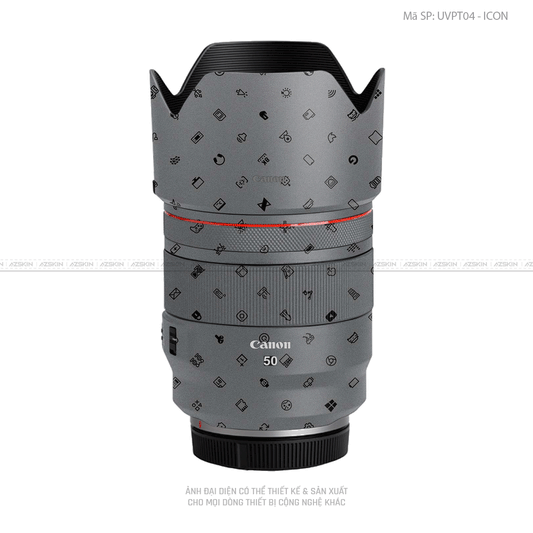 Dán Skin Ống Kính Canon Vân Nổi Pattern ICon Xám | UVPT04