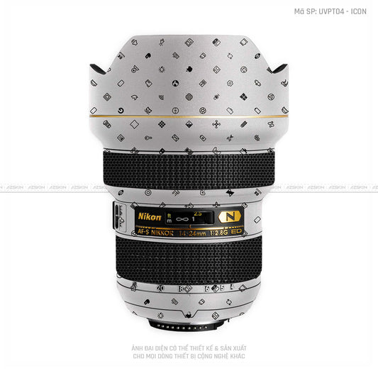 Dán Skin Ống Kính Nikon Vân Nổi Pattern ICon Trắng | UVPT04