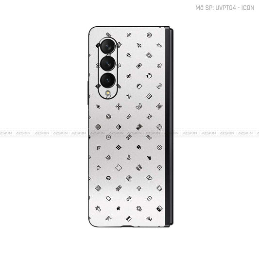 Dán Skin Galaxy Z Fold3 Vân Nổi ICON Trắng | UVPT04