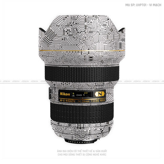 Dán Skin Ống Kính Nikon Vân Nổi Vi Mạch Trắng | UVPT01