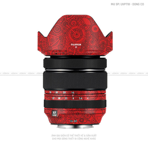 Dán Skin Ống Kính Fujifilm Vân Nổi Ironman Động Cơ Đỏ | UVPT18