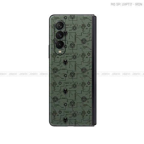 Dán Skin Galaxy Z Fold3 Vân IRON MAN Xanh | UVPT17