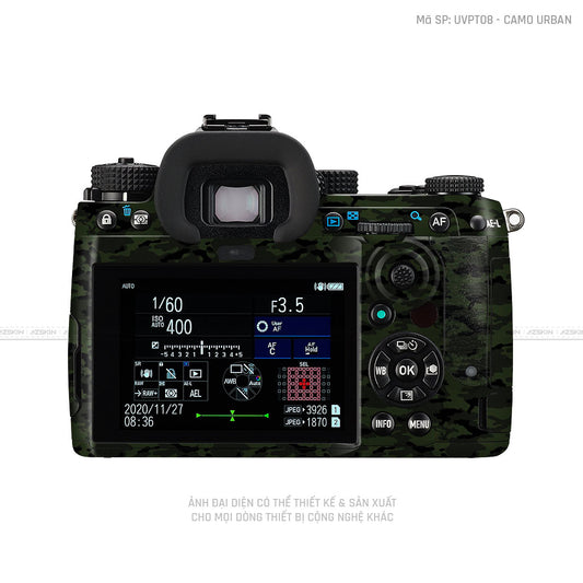Dán Skin Máy Ảnh Pentax Vân Nổi Camo Urban Xanh | UVPT08