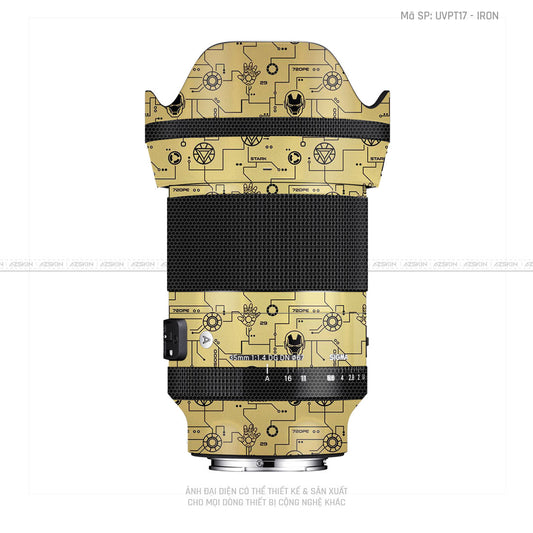 Dán Skin Ống Kính Sigma Vân Nổi Pattern Ironman Vàng | UVPT17