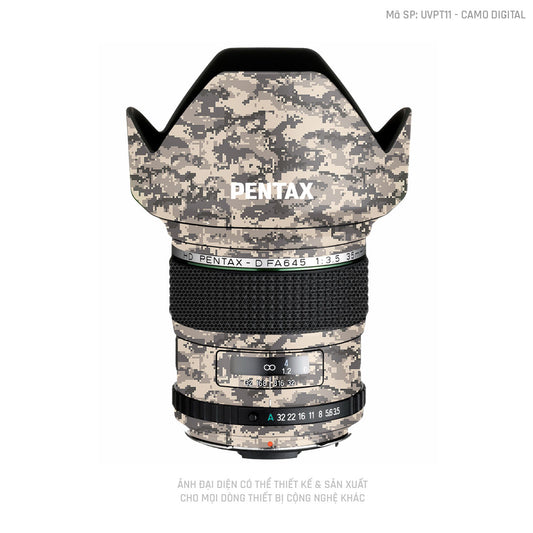 Dán Skin Ống Kính Pentax Vân Nổi Camo Digital Vàng Cát | UVPT11