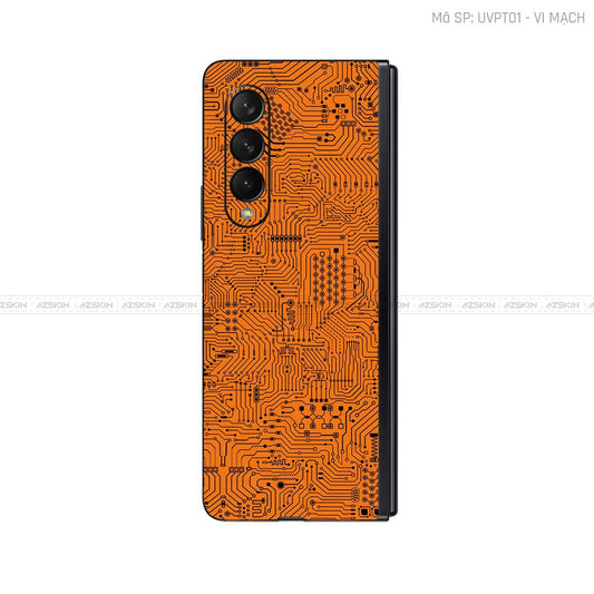 Skin Galaxy Z Fold4 Vân Vi Mạch Cam | UVPT01