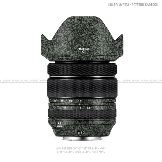 Dán Skin Ống Kính Fujifilm Vân Nổi Patern Cartoon Xanh | UVPT12