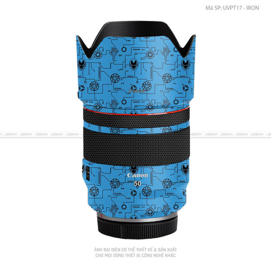 Dán Skin Ống Kính Canon Vân Nổi Pattern IRonman Xanh Biển | UVPT17