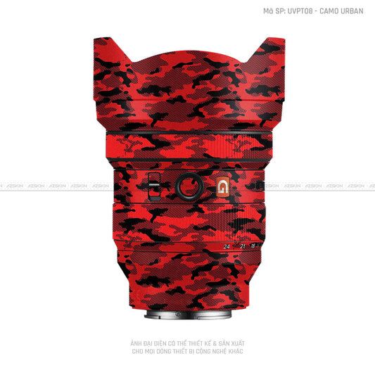 Dán Skin Ống Kính Sony Vân Nổi Camo Urban Đỏ | UVPT08