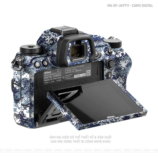 Dán Skin Máy Ảnh Nikon Vân Nổi Camo Digital  Xanh Trắng | UVPT11