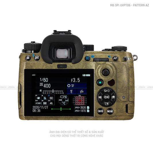 Dán Skin Máy Ảnh Pentax Vân Nổi Pattern AZ Vàng Gold | UVPT06