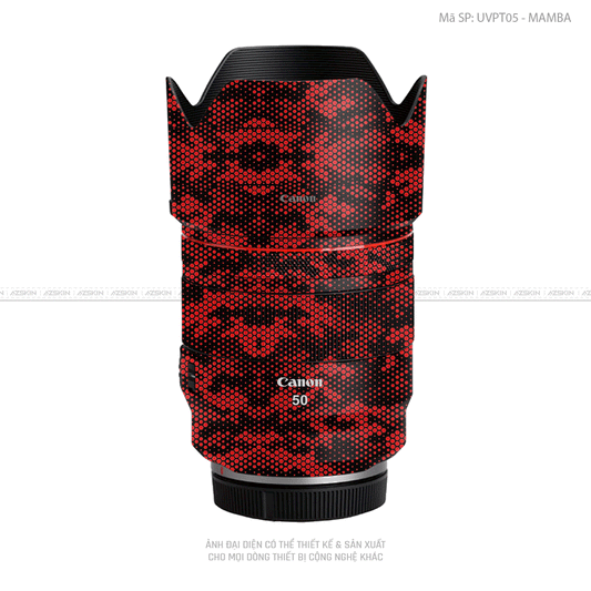 Dán Skin Ống Kính Canon Vân Nổi Mamba Đỏ | UVPT05
