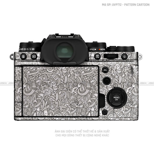 Dán Skin Máy Ảnh Fujifilm Vân Nổi Pattern Cartoon Trắng | UVPT12