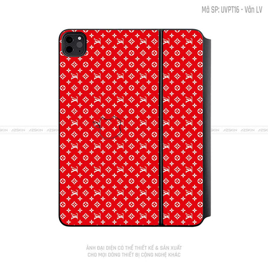 Dán Skin Magic Keyboard Vân Pattern LV Đỏ Trắng | UVPT16