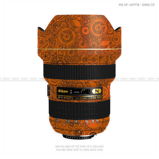 Dán Skin Ống Kính Nikon Vân Nổi Động Cơ Cam | UVPT18