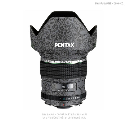 Dán Skin Ống Kính Pentax Vân Động Cơ Xám | UVPT18