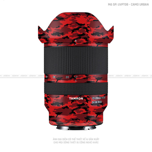 Dán Skin Ống Kính Tamron Vân Nổi Camo Urban Đỏ | UVPT08