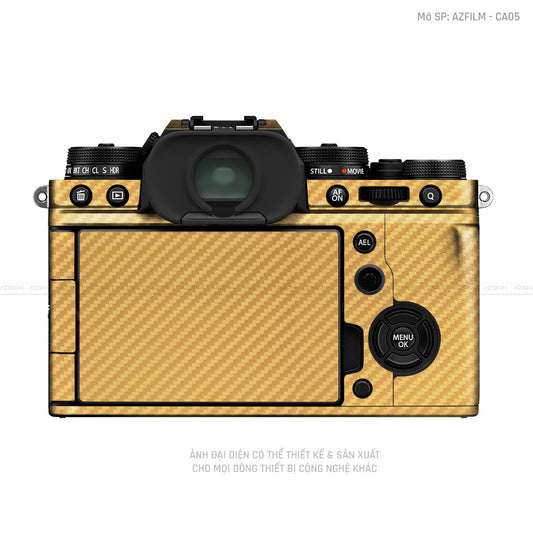 Dán Skin Máy Ảnh Fujifilm Vân Nổi Carbon Vàng | AZFILM - CA05