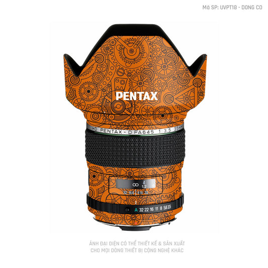 Dán Skin Ống Kính Pentax Vân Động Cơ Cam | UVPT18