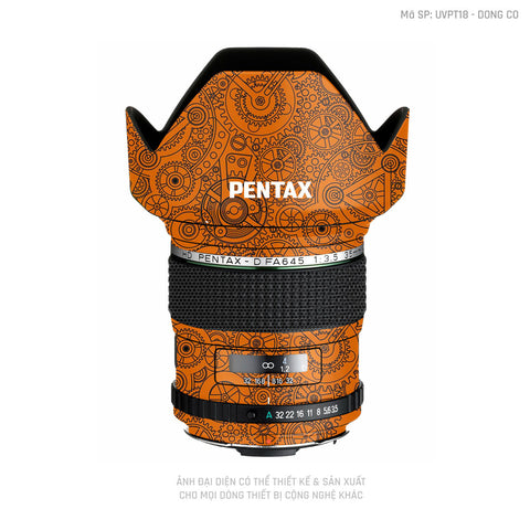Dán Skin Ống Kính Pentax Vân Động Cơ Cam | UVPT18