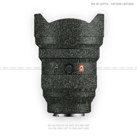 Dán Skin Ống Kính Sony Vân Nổi Pattern Cartoon Xanh | UVPT12