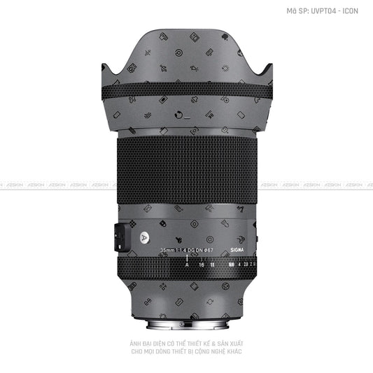 Dán Skin Ống Kính Sigma Vân Nổi Pattern Icon Xám | UVPT04