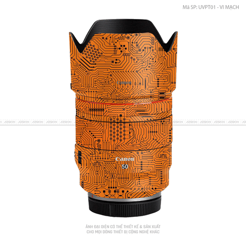 Dán Skin Ống Kính Canon Vân Nổi Vi Mạch Cam | UVPT01