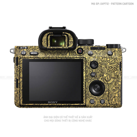 Dán Skin Máy Ảnh Sony Vân Pattern Cartoon Vàng Đồng | UVPT12