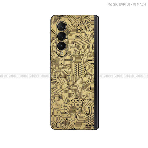 Dán Skin Galaxy Z Fold3 Vân Vi Mạch Vàng Đồng | UVPT01