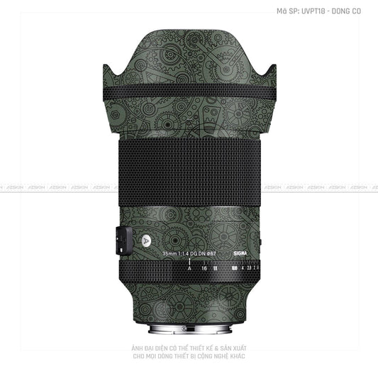 Dán Skin Ống Kính Sigma Vân Nổi Động Cơ Xanh | UVPT18