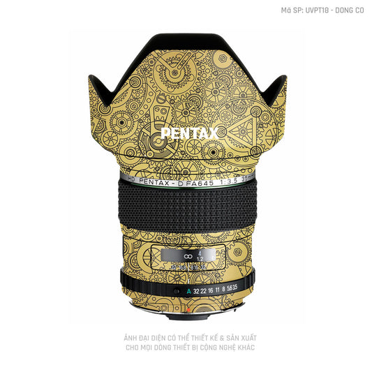Dán Skin Ống Kính Pentax Vân Động Cơ Vàng | UVPT18