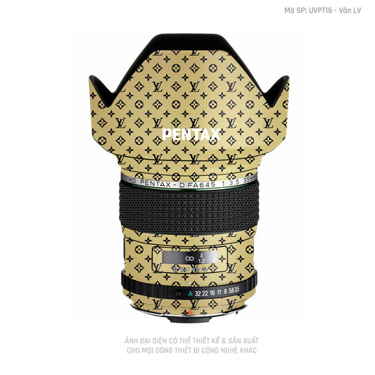Dán Skin Ống Kính Pentax Vân Nổi Pattern LV Vàng Đồng | UVPT16