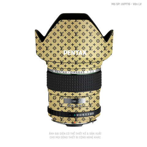 Dán Skin Ống Kính Pentax Vân Nổi Pattern LV Vàng Đồng | UVPT16